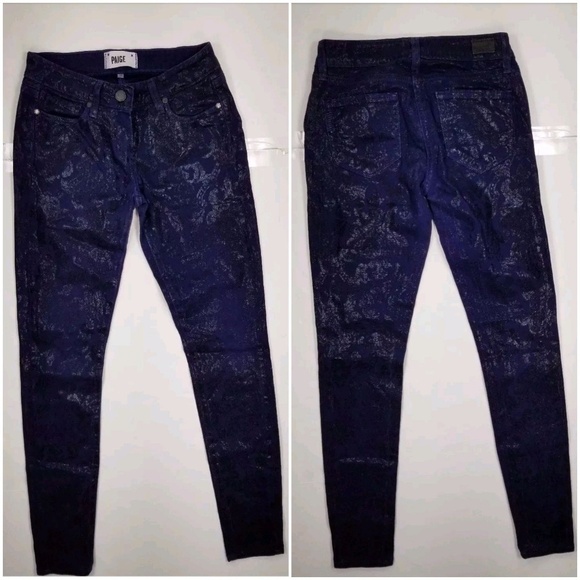 Paige Verdugo Ultra Skinny Jean's Textured Floral - Picture 1 of 6